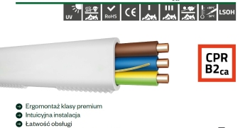 Nowoczesny płaski przewód instalacyjny o napięciu 750V spełniający najwyższą klasę CPR zgodnie z wytycznymi SEP i ITB